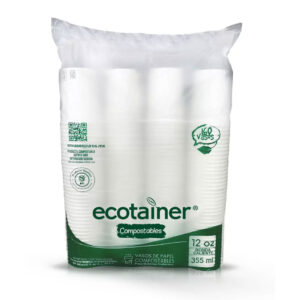 Ecotainer Vasos Compostables 160 pzas de 355 ml
